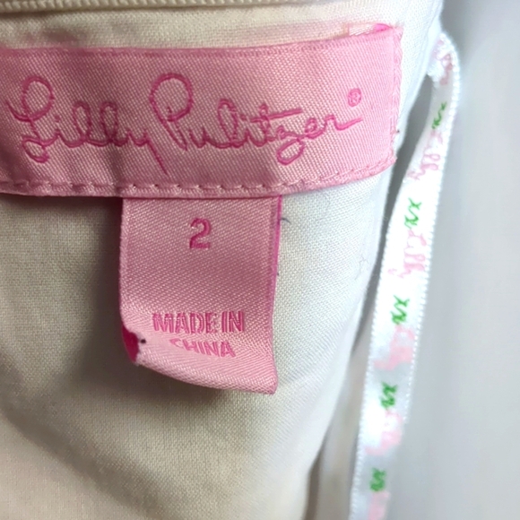 Lilly Pulitzer Bowen Strapless Sun Dress Pink Yellow Size 2 - Picture 5 of 6